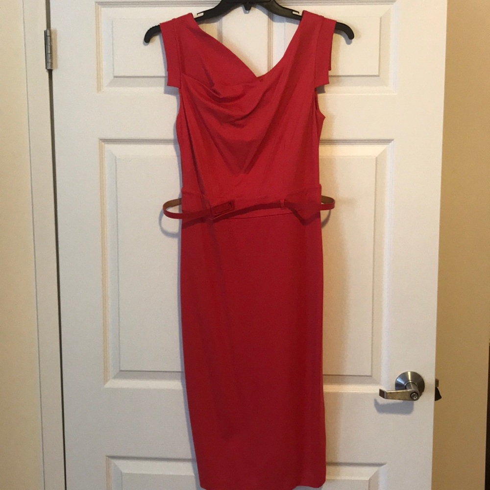 Belted Body-con Dress Red